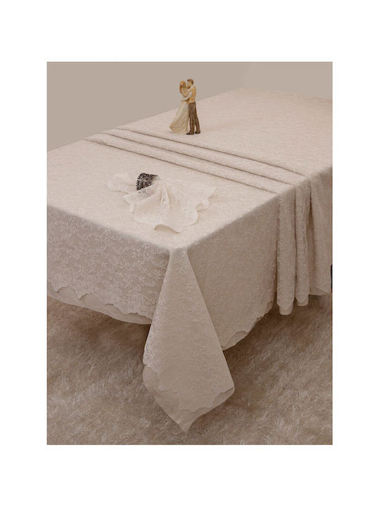 Anna Riska Față de masă cu Dantelă Set 13buc 2331 Ivory 160x250cm