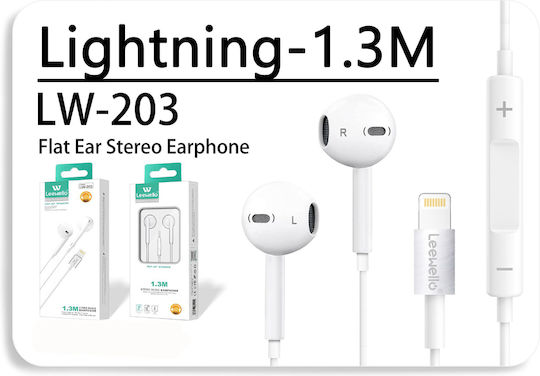 Lw-203 Lightning Flat Ear Ενσυρματα Στερεοφωνικα Ακουστικα Λευκο 1.3m