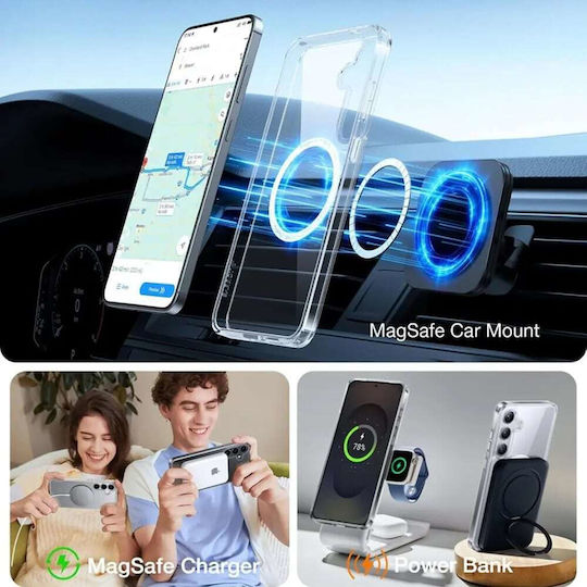 Torras Guardian Magnetic Umschlag Rückseite Silikon Transparent (Galaxy S25 Ultra,Samsung S25 Ultra)