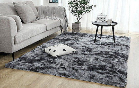 Strado Rutschfest Teppich Rechteckig Zottelig Synthetisch,Polyester/Cotton/Leather Dark Gray