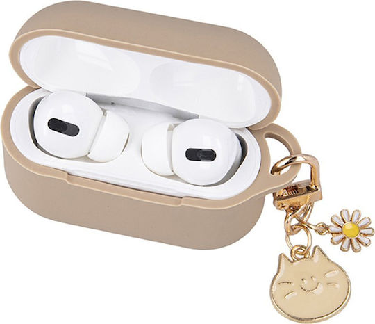TelForceOne Airpods 3 Case Pendant Θήκη Σιλικόνης με Γάντζο σε Μπεζ χρώμα για Apple AirPods 3