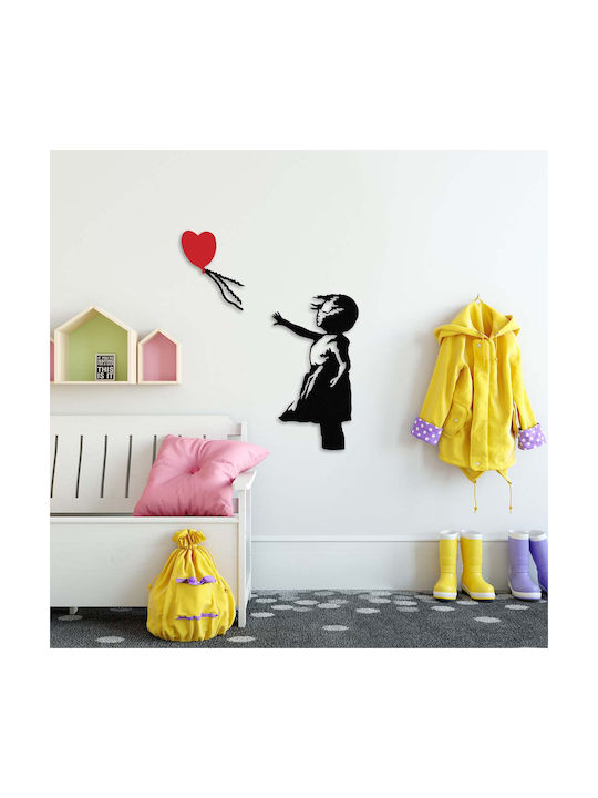 Wallity Διακοσμητική Σιλουέτα Banksy Μαύρη από Μέταλλο 105x85cm