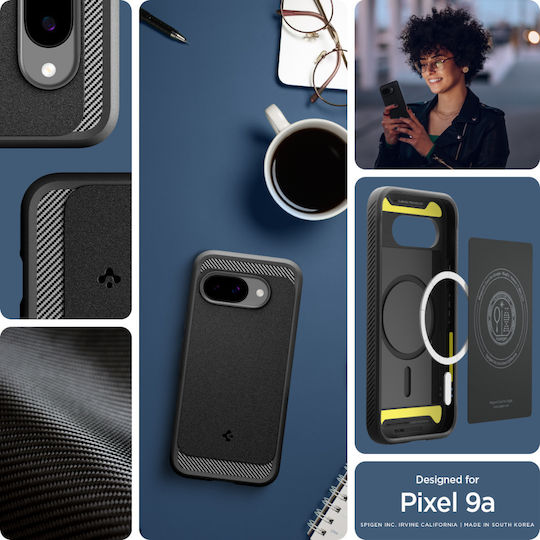 Spigen Rugged Armor (MagFit) Umschlag Rückseite Silikon 2mm Schwarz (Google Pixel 9a)