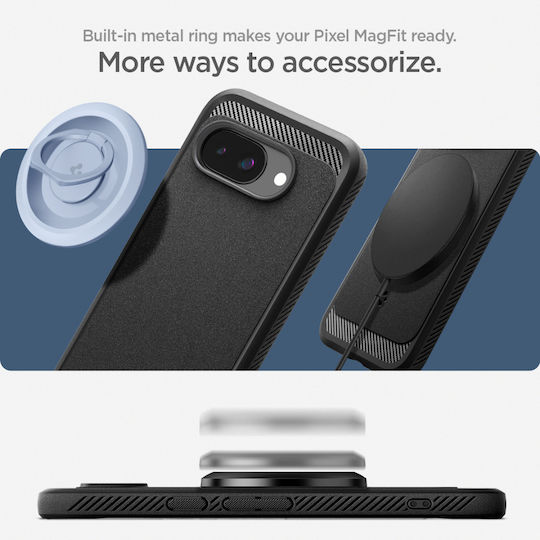 Spigen Rugged Armor (MagFit) Umschlag Rückseite Silikon 2mm Schwarz (Google Pixel 9a)