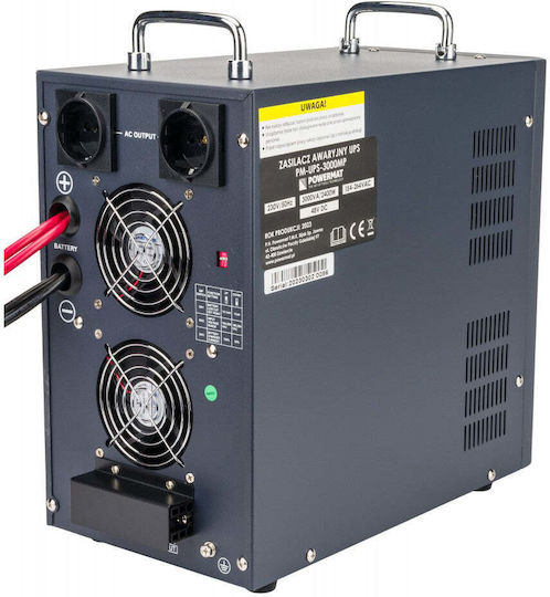 Powermat PM-UPS-3000MP Line-Interactive 3000VA 2400W με 2 Schuko Πρίζες