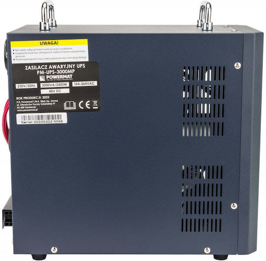 Powermat PM-UPS-3000MP Line-Interactive 3000VA 2400W με 2 Schuko Πρίζες