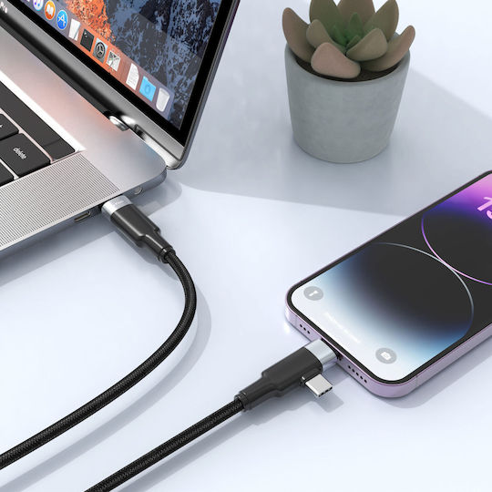 Braided USB to Type-C / Lightning Cable Μαύρο 1m (40513)
