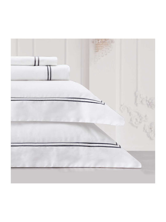 Makis Tselios Home Bar10 Σετ Σεντόνια King Size 260x270εκ. White/grey (4τμχ)