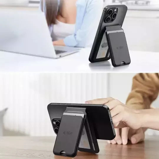 Tech-Protect MagSafe Θήκη Καρτών Magwallet Stand σε Μαύρο χρώμα