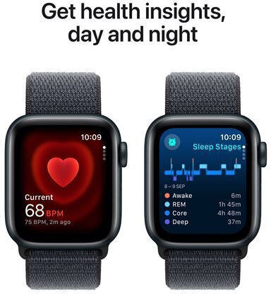 Apple Watch SE 2024 Aluminium 44mm Waterproof with Heart Rate Monitor (Midnight with Ink Sport Loop)