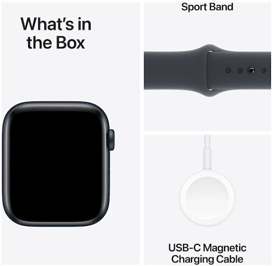 Apple Watch SE 2024 Cellular Aluminum 44mm Waterproof with eSIM and Heart Rate Monitor (Midnight Sport Band - M/L)