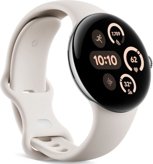 Google Pixel Watch 3 LTE Aluminium 41mm Waterproof with Heart Rate Monitor Polished Silver Aluminum Case Porcelain Active Band
