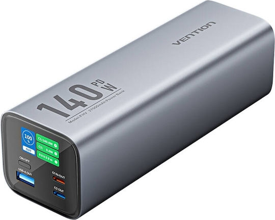 Vention Power Bank 27000mAh 140W με Θύρα USB-A και Θύρα USB-C Power Delivery Γκρι