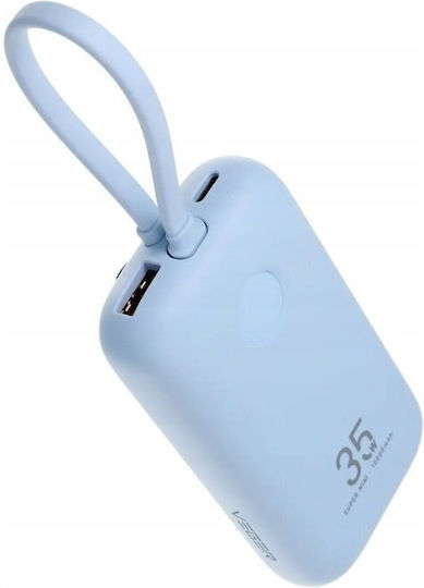 Veger W1188 Power Bank 10000mAh 35W с USB-A порт и USB-C порт Power Delivery / Бързо зареждане 3.0 Светлосин