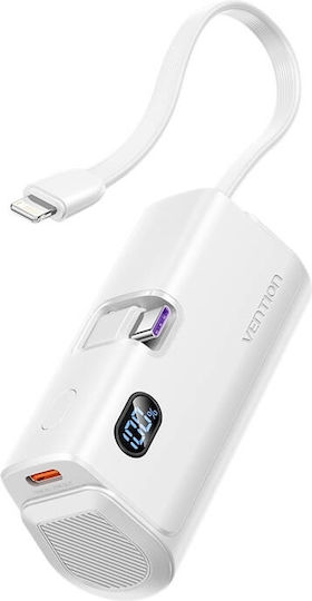Vention FHQW0 Power Bank 4800mAh 20W με Θύρα USB-C Λευκό