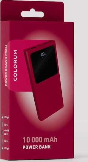 Colorum Power Bank 10000mAh 22.5W με 2 Θύρες USB-A και Θύρα USB-C xMagenta
