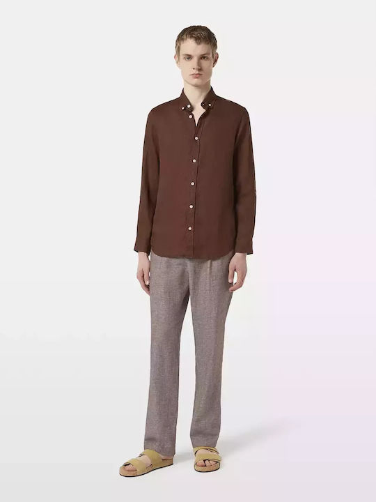 Seasonal Core Long-sleeved Linen Shirt Brown