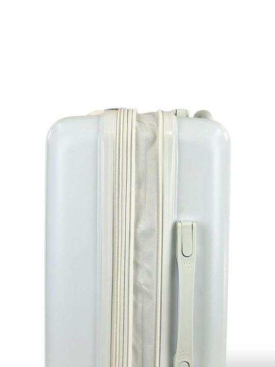 Playful Bags Cabin Travel Suitcase Hard White with 4 Wheels Height 55cm