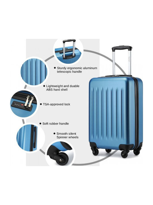 Miss Lulu Cabin Hard Travel Suitcase Navy with 4 Wheels Height 55cm