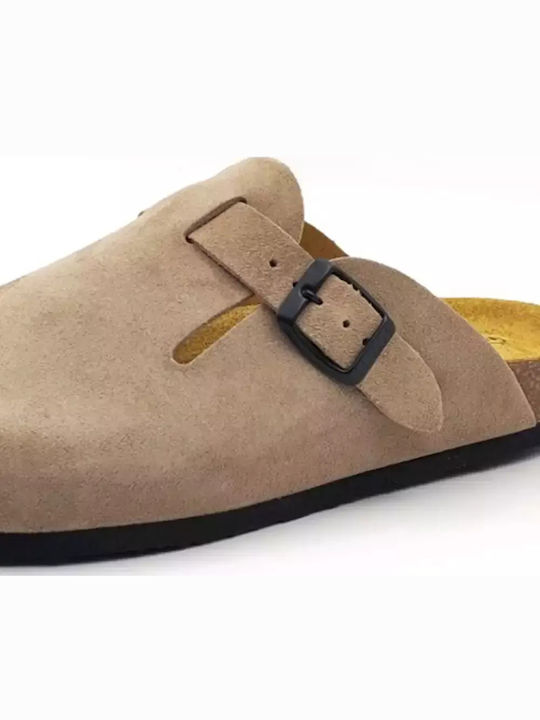 Anatomical Leather Women's Slippers Beige