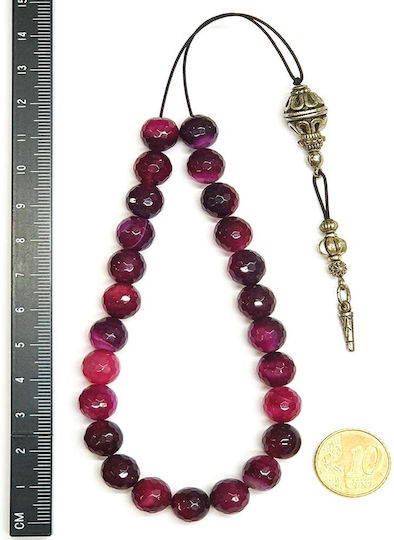 Roloi Komboloi Agate Worry Beads Pink 28cm
