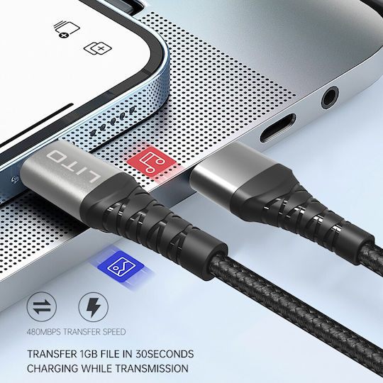 Lito USB 2.0 Kabel USB-C männlich - USB-C 60W Schwarz 2m