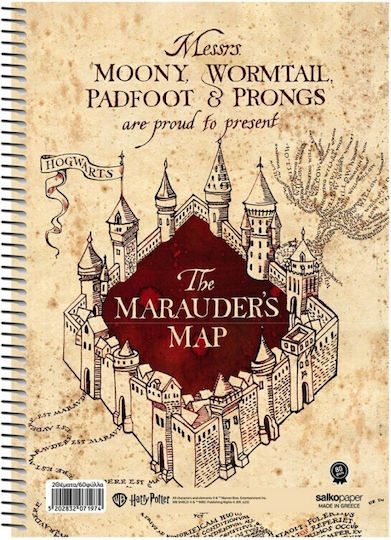 Harry Potter Σπιράλ Τετράδιο Ριγέ Β5 120 Φύλλων 4 Θεμάτων