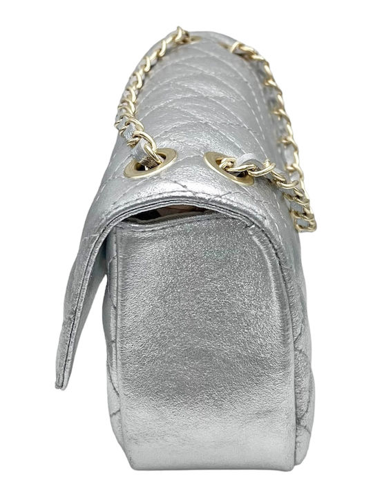 Leather Women's Bag Shoulder Silver