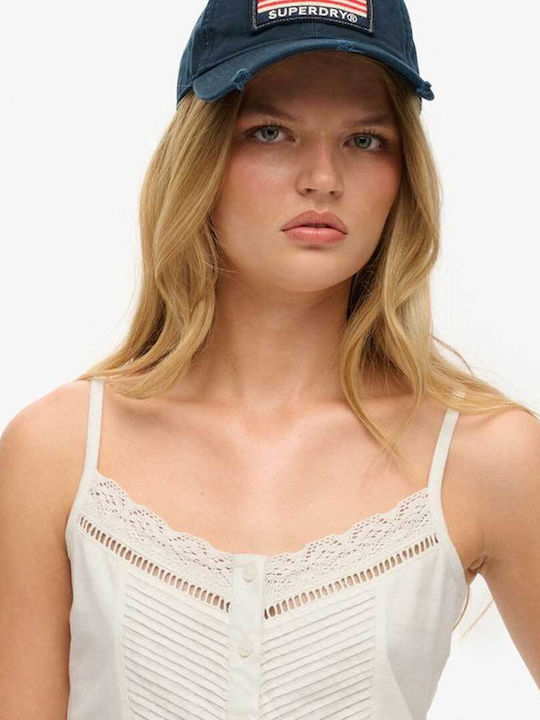Button Damen Lingerie Top mit Spitze White