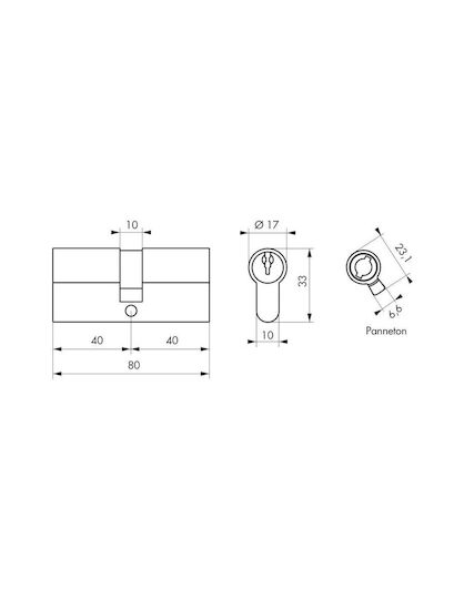 Thirard Lock Cylinder Security 80mm (40-40) with 3 Keys