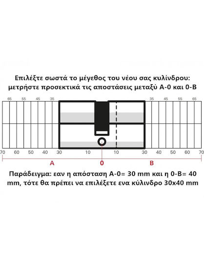 Thirard Lock Cylinder Security 80mm (30-50) with 3 Keys