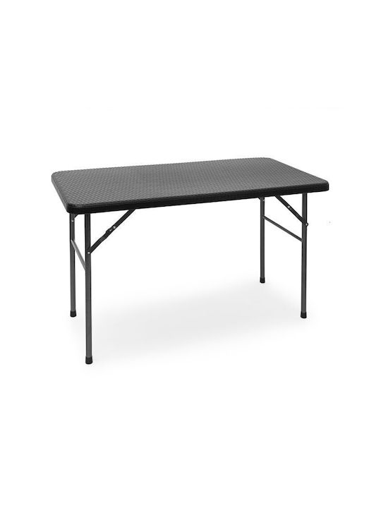 Plastic Masa pentru spații exterioare Pliabil cu schelet metalic Negru 121.5x61.5x74buc