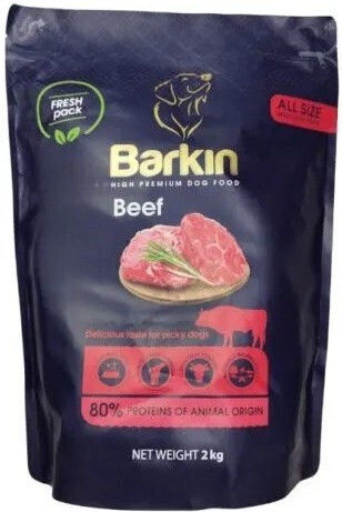 Barkin 2kg Trockenfutter für erwachsene Hunde mit Rindfleisch