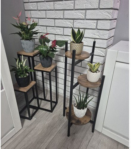 Ruhhy Blumentopfständer Metall Schwarz 27cmx27cmx81cmcm.