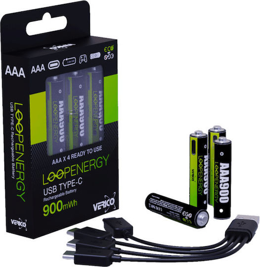 Verico Loopenergy Aaa900 4er-pack Επαναφορτιζόμενες Usb-c