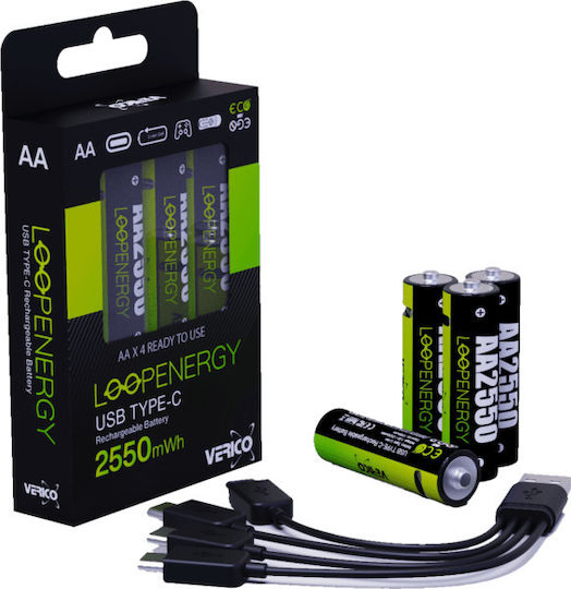Verico Loopenergy Aa2550 4er-pack Επαναφορτιζόμενες Usb-c