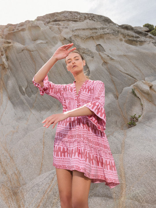 DOT Caftan De Plajă Roz Pudrat