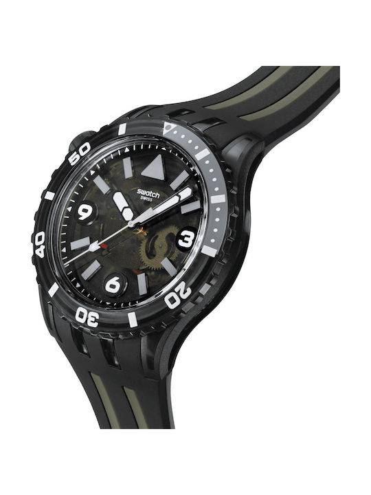 Swatch Swatch Herrenuhr 44mm Batterie mit Gummiarmband