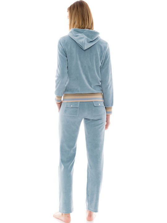 Set Trening Dama Catifea Albastru