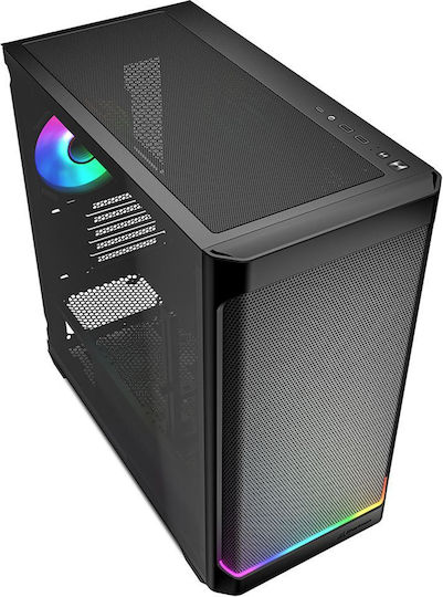 Sharkoon MK4W RGB Strip Gaming Midi Tower Computer Case with Side Window Black