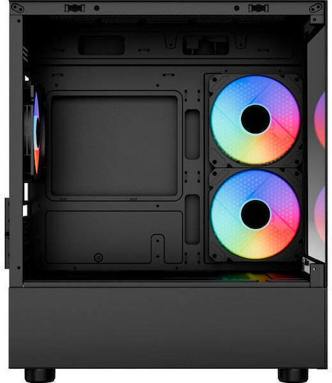 Aerocool Viewport Mini Gaming Mini Tower Κουτί Υπολογιστή με Πλαϊνό Παράθυρο και RGB Φωτισμό Μαύρο