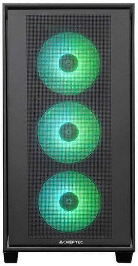 Chieftec Hunter 3 Gaming Midi Tower Computer Case with Side Window and ARGB Lighting Black