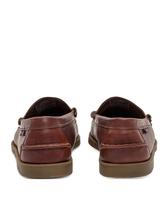 Waxed Δερμάτινα Ανδρικά Loafers σε Καφέ Χρώμα