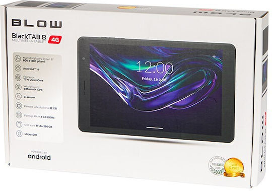 Blow BlackTAB8 4G 8Inci Tabletă (3GB/32GB) Negru