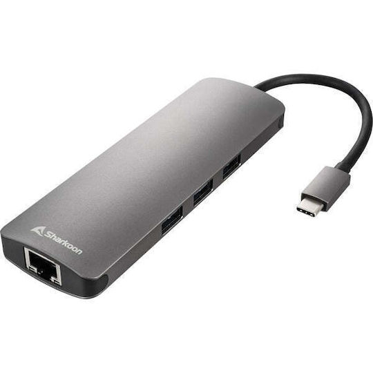 Sharkoon USB-C Docking Station with HDMI 4K PD Ethernet Gray (4044951026739)