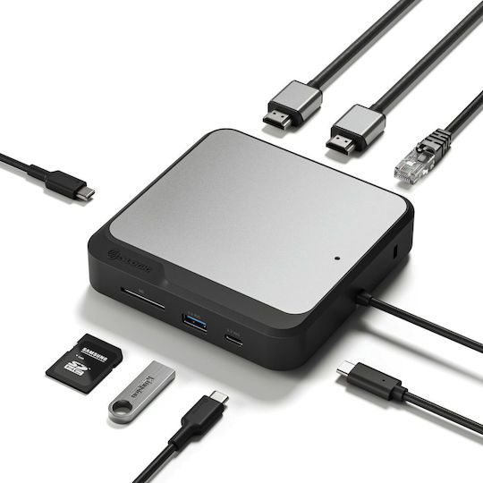 Alogic USB-C Docking Station με HDMI 4K PD Ethernet και σύνδεση 2 Οθονών Μαύρο (DUCH2)
