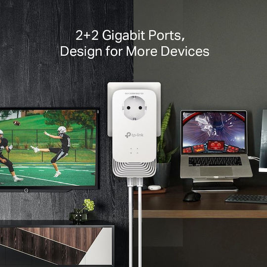 TP-LINK PG2400P KIT v1 Powerline Dublu pentru Conexiune prin Cablu cu Prin trecere Prize și 2 Porturi Gigabit Ethernet
