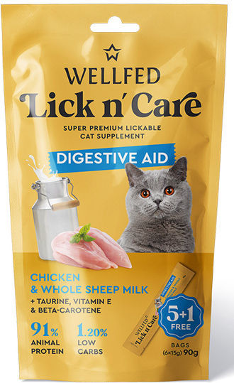 Wellfed Creamy Cat Treat Lick N’ Care Digestive Aid 90g