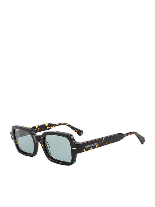 Red Raven Beverly Unisex Sunglasses with Black Plastic Frame and Green Polarized Lens 42753602355359