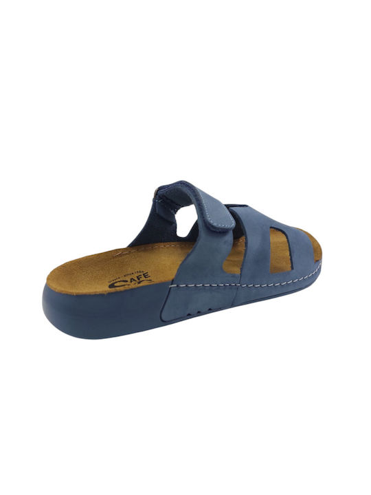 Leather Women's Flat Sandals Anatomic in Light Blue Color
